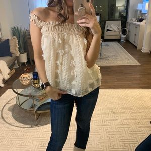 Cute cream blouse/top with puff detail